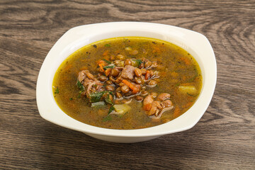 Lentil soup with chicken and vegetables