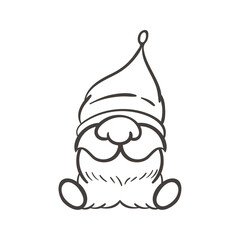 Line art Christmas gnomes design for coloring book isolated on a white background