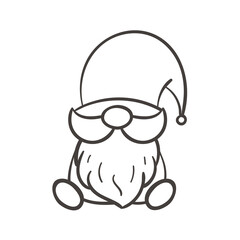 Line art Christmas gnomes design for coloring book isolated on a white background