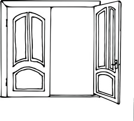 Vector simple drawing of a door. Front door, doorway.
