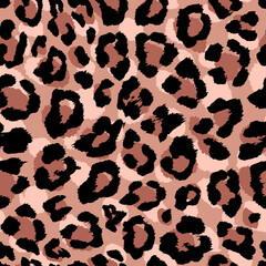 Leopard fur seamless vector pattern. Stylish trendy print of a wild predatory animal. Camouflage for fabric, textile, design, cover, packaging