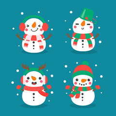 Snowman cartoon vector. Snowballs molded into Snowman. Decorate with winter sweaters for Christmas.
