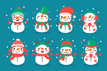 Snowman cartoon vector. Snowballs molded into Snowman. Decorate with winter sweaters for Christmas.