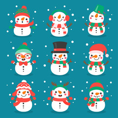 Snowman cartoon vector. Snowballs molded into Snowman. Decorate with winter sweaters for Christmas.