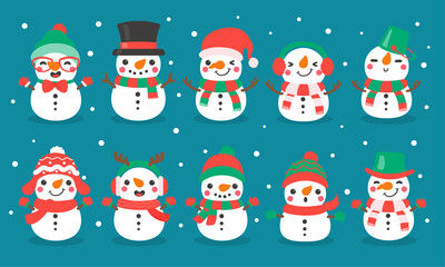 Snowman cartoon vector. Snowballs molded into Snowman. Decorate with winter sweaters for Christmas.