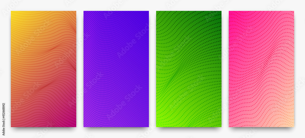 Poster set of halftone gradient backgrounds with dots