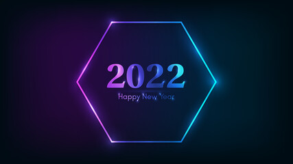 2022 Happy New Year neon background