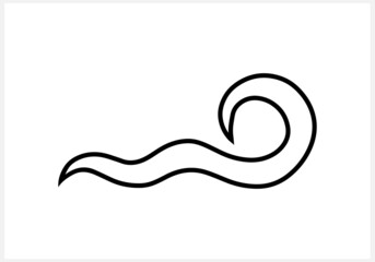 Sketch wind or water wave clipart isolated. Hand drawn art line. Vector stock illustration. EPS 10
