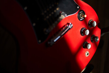 red guitar close up