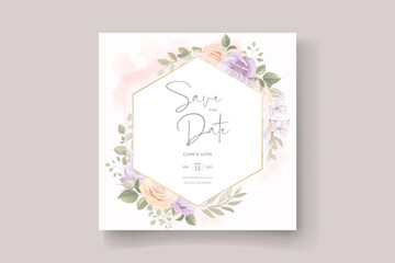 Wedding invitation template with beautiful floral design