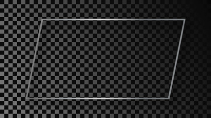 Silver glowing rectangular shape frame with shadow