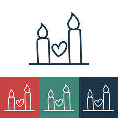 Vector linear icon of candles on date