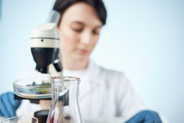 Fototapeta premium woman scientists microscopes research diagnostics work
