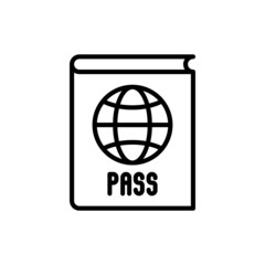 Passport with globe thin line icon. Modern vector illustration of identification document.
