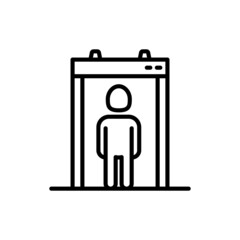 Customs inspection thin line icon, checkpoint in airpoint. Passenger scanner. Vector illustration.