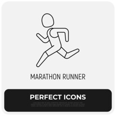 Marathon runner thin line icon. Sportsman. Modern vector illustration.