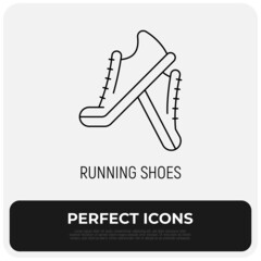 Running shoes thin line icon. Modern vector illustration of footwear.