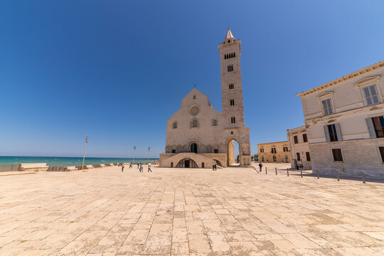 The Santa Maria Assunta Cathedral, also named San Nicola Pellegrino Cathedral located in duomo square of Trani. Minor basilica in Apulian Romanesque architecture. Trani, Puglia, Italy