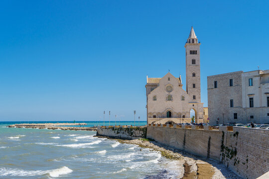 The Santa Maria Assunta Cathedral, also named San Nicola Pellegrino Cathedral located in duomo square of Trani. Minor basilica in Apulian Romanesque architecture. Trani Puglia region, Italy
