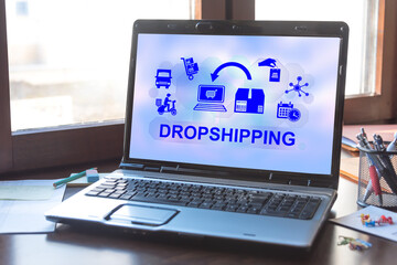 Dropshipping concept on a laptop screen