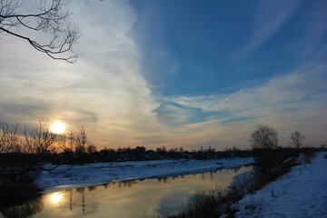 sunset over the river