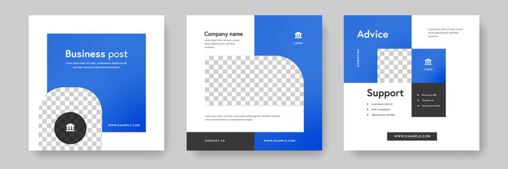 Obraz premium Business instagram and facebook posts, clean corporate layouts for social media, square web banners, modern pack advert materials