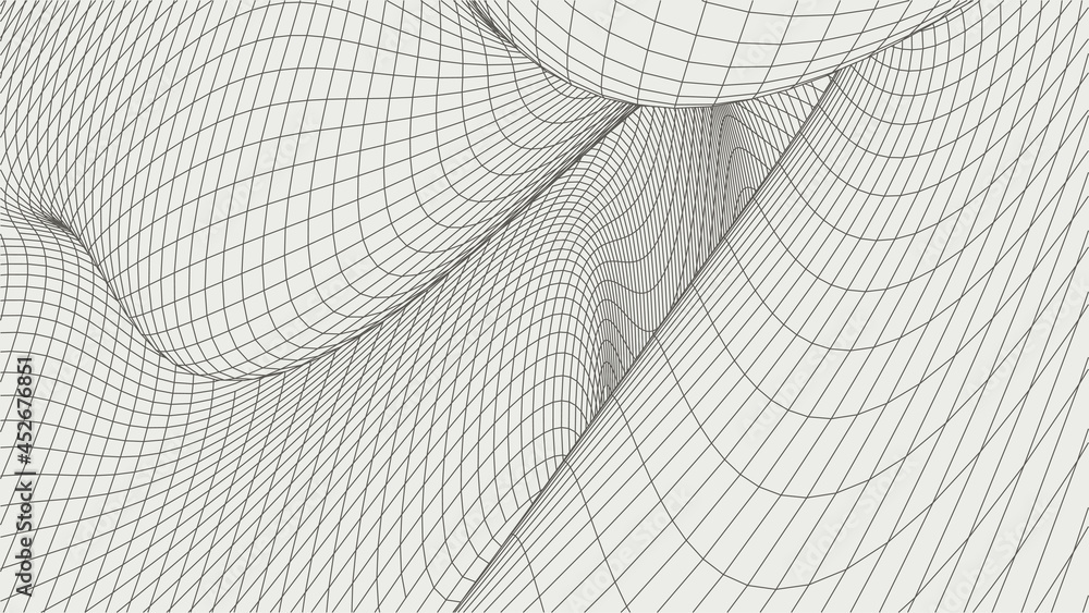 Aufkleber abstract curve black grid. wireframe landscape. vector architecture illustration.