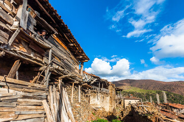 Fototapeta na wymiar Lubbey Village is abandoned village in Odemis Town.