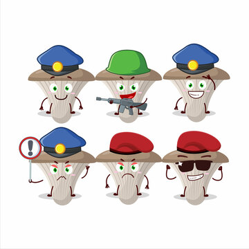 A dedicated Police officer of oyster mushrooms mascot design style