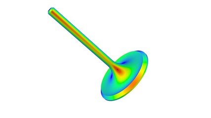 3d illustration. Von Mises stress isometric view of Engine valve car.