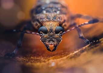 Closeup of a Phloeobius beetle