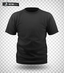 T-shirt noir vectoriel sur fond transparent