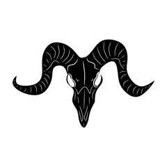 Skeleton goat black, cartoon isolated on white background, vector illustration for design and decor, Halloween, sticker, template