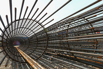 The steel cage is on the construction site