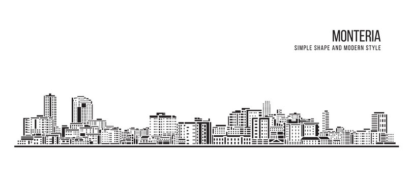 Cityscape Building Abstract Simple shape and modern style art Vector design - Monteria