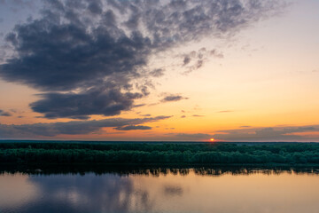 Fototapeta premium sunset over the river