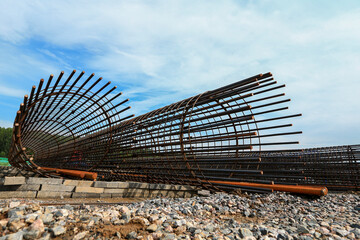 The steel cage is on the construction site