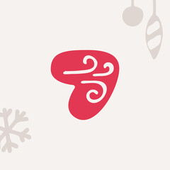 Number seven logo with blizzard for Christmas and 2022 New Year design.