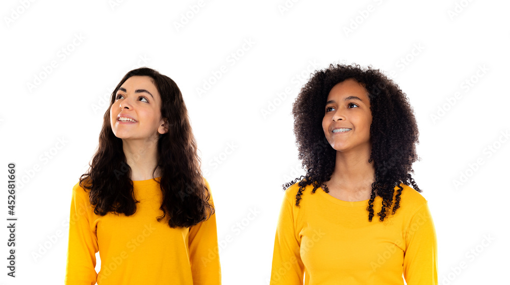 Sticker teenager girls looking up