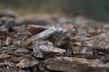 Fototapeta na wymiar Attract Arrangement broken Stone close up of a rock in the Outdoor 