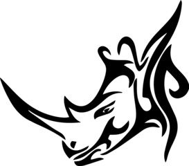 Rhinoceros decal head. Tribal rhino tattoo design vector illustration.