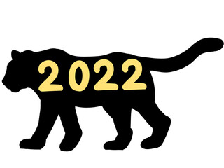 2022西暦付き寅シルエット、年賀状にも使える！