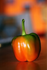 Fresh peppers against colorful background