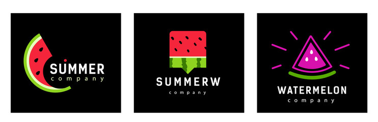 Set Abstract watermelon logo. Concept summer refreshing ice cream and line style.