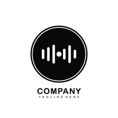Abstract Vector Logo Template Design. Music Note Sign. Music symbol. Black Emblem Creative Concept.