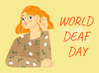 World Deaf Day in last Sunday of September concept. Rally, seminar and various deaf awareness