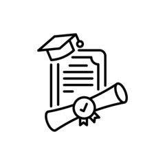 Dual degree vector outline icon style illustration. EPS 10 file