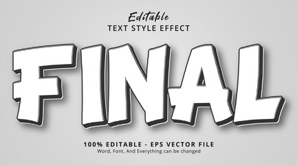 Editable text effect, Final text on black and white style effect