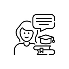 Academic Adviser vector outline icon style illustration. EPS 10 file