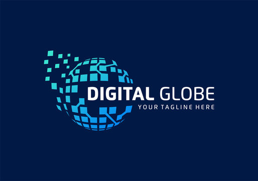 Digital Tech, Globe Data Technology Logo Design Inspiration Template